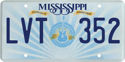 MS license plate LVT352