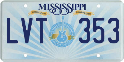 MS license plate LVT353
