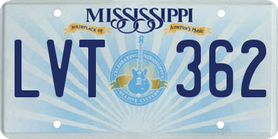 MS license plate LVT362