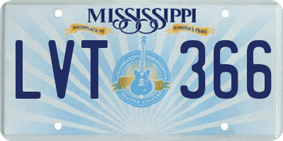 MS license plate LVT366