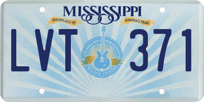 MS license plate LVT371