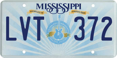 MS license plate LVT372