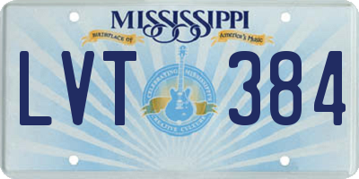 MS license plate LVT384