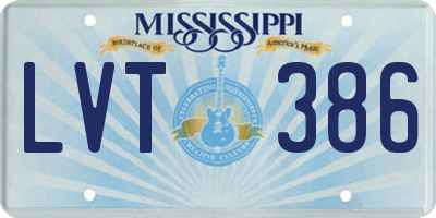 MS license plate LVT386