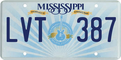 MS license plate LVT387