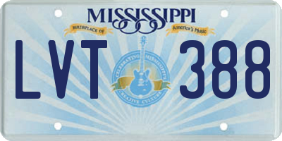 MS license plate LVT388