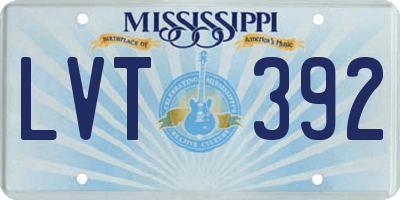 MS license plate LVT392