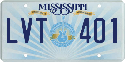 MS license plate LVT401