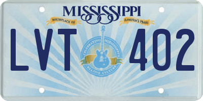 MS license plate LVT402
