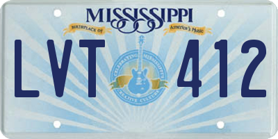 MS license plate LVT412