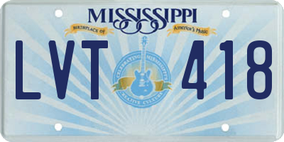MS license plate LVT418