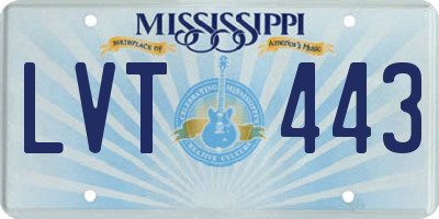 MS license plate LVT443
