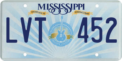 MS license plate LVT452