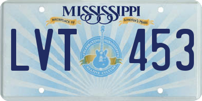 MS license plate LVT453