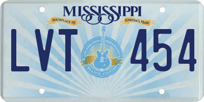 MS license plate LVT454