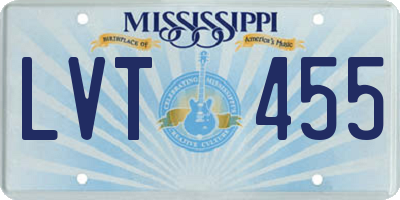 MS license plate LVT455