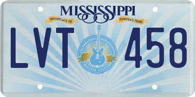 MS license plate LVT458