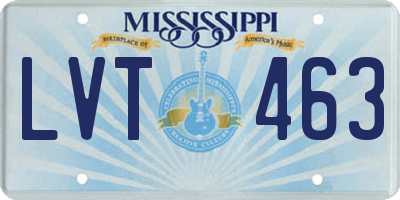 MS license plate LVT463