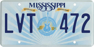 MS license plate LVT472