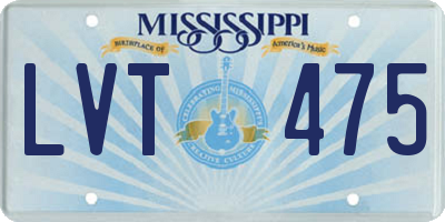 MS license plate LVT475