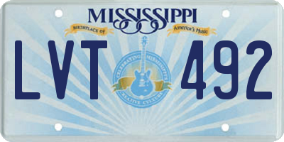 MS license plate LVT492