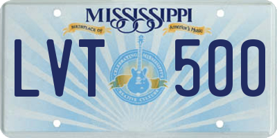 MS license plate LVT500