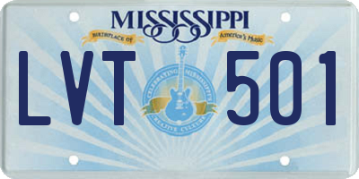 MS license plate LVT501