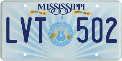 MS license plate LVT502