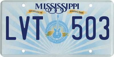 MS license plate LVT503