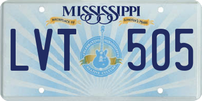 MS license plate LVT505