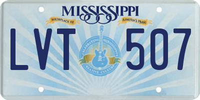 MS license plate LVT507
