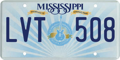 MS license plate LVT508