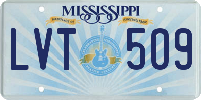 MS license plate LVT509