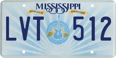 MS license plate LVT512