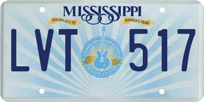 MS license plate LVT517