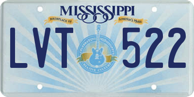 MS license plate LVT522