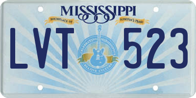 MS license plate LVT523