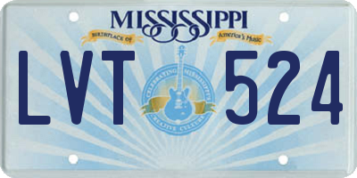 MS license plate LVT524