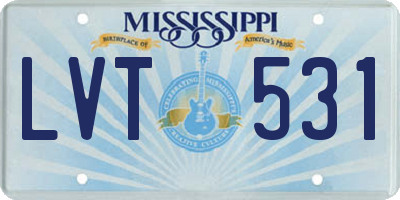 MS license plate LVT531