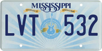 MS license plate LVT532