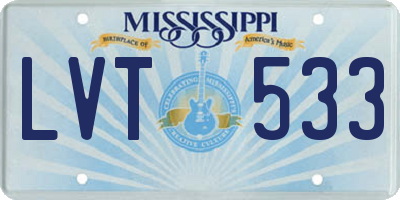 MS license plate LVT533