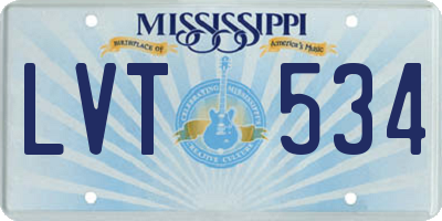 MS license plate LVT534