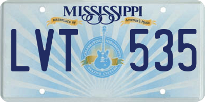 MS license plate LVT535