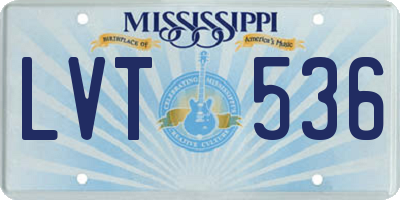 MS license plate LVT536