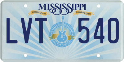 MS license plate LVT540