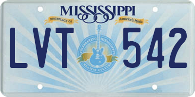 MS license plate LVT542
