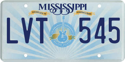 MS license plate LVT545