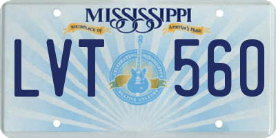 MS license plate LVT560