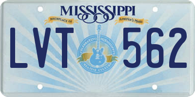 MS license plate LVT562
