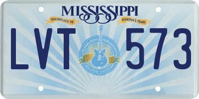 MS license plate LVT573